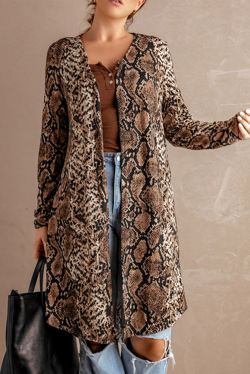 Print Colorblock Long Cardigan